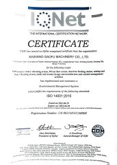 ISO14001 certificate from Xinxiang Gaofu Machinery Co., Ltd