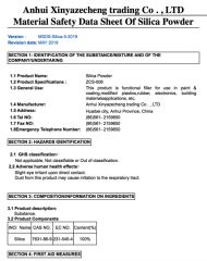Silica MSDS certificate of Shenzhen Huazhong Sun May Technology Co., Ltd – certificate photo, supplier certificates section