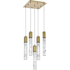 Crystal Chandeliers Ceiling Light Fixture Pendant Satin Gold Dining Room Foyer - Image 1