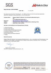 SGS certificate from Qingyun Weijie CNC Machine Tool Accessories Manufacturing Co., Ltd.