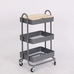 Multifunction Steel Trolley Cart Mobile Storage Service Cart Three Floor Kitchen Trolley Home Storage Cart - Image 2