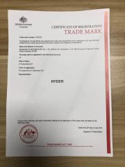 trade mark from Australia certificate from Shanghai Hyder Industry Co., Ltd.