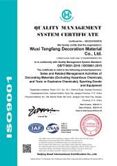 ISO9001 certificate from Wuxi Tefa Decoration Material Co., Ltd.