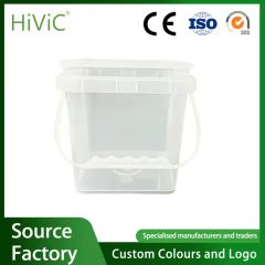 for Sale 1L - 5L Clear Food Grade Container Square Plastic Bucket Pail for Food Packing Custom Logo Colors - Image 5