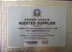 Audited Supplier certificate from Taizhou Winstrong Import and Export Trade Co., Ltd.