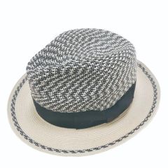 Recycled PP Braid Custom Men Fedora Hat Origin China Style Striped HS Code 6504000000 Pattern Plain Dyed Model NO. - Image 6