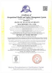 OHSAS18001 certificate from JIANGSU XUAN XUAN HEAVY MACHINERY CO., LTD.