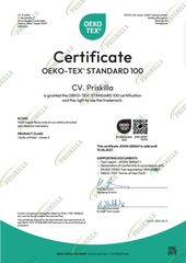 Oeko-Tex 100 certificate from CV. Priskilla