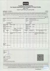 SASO certificate certificate from Xinxiang Hundred Percent Electrical and Mechanical Co., Ltd.