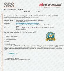 SGS certificate for company certificate from Jinan United Perfect Building Materials Corporation
