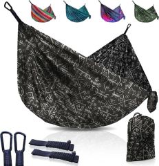 Tree Ropes and Carabiners Lightweight Parachute Nylon Portable Camping Hammock - Image 6