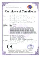 CE for servo motor certificate from Shenzhen Guanhong Automation Co., Ltd.
