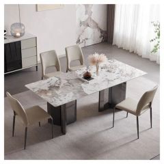 Luxury Dining Table Set 6 Chairs Sinered Stone Full Dining Table - Image 4