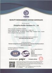 ISO 9001 certificate from Zhangzhou Builder Hardware Co., Ltd.