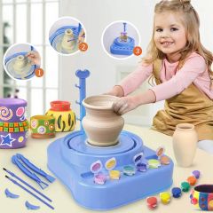 Whoesale Creative Home Activities Electric Pottery Machine Workshop Educational Toys Do Arts Pottery Studio Dry Clay Crafts Kids Pottery Wheel Toy - Image 4
