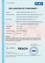 Certificates certificate from Zhejiang Hongxiang Connector Co., Ltd.