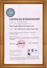 certification certificate from Tianjin Henghua Pipeline Technology Co., Ltd.