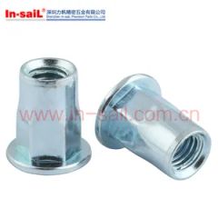 Steel Flat Head Semi Hex Body Rivet Nut OEM Welcome Trademark In-sail HS Code 7318160000 Origin Shenzhen, China Performance Eco-Friendly - Shenzhen In-sail Precision Parts Co., Ltd.