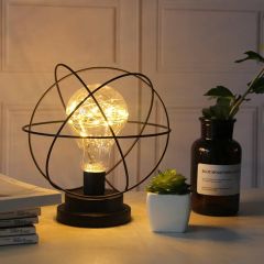 Metal Candleholder with LED String Lights and Bulb - Image 5