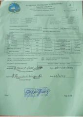 Palm oil test Result certificate from Calaw Foods Inc 