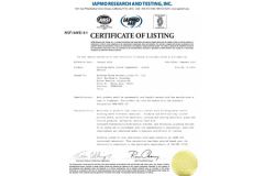 CUPC certificate from TAIZHOU YINADA SANITARY WARE CO., LTD.