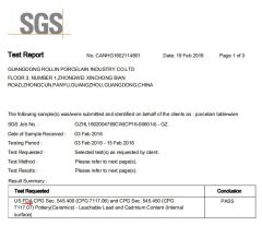 FDA certificate from Rollin Porcelain Industrial Co., Ltd.