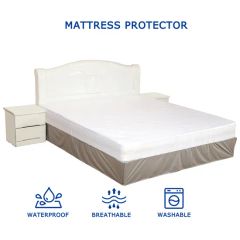 Smooth Top Mattress Protector Waterproof Breathable Deep Pocket Mattress Cover Polyester - Image 1