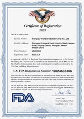 FDA certificate from Shangqiu Yinzhijian Biotechnology Co.,Ltd