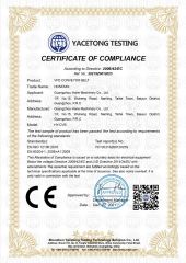 CERTIFICATE of COMPLIANCE certificate from Guangzhou Hone Machinery Co., Ltd.