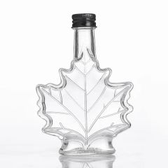 Empty 50ml 100ml 250ml Maple Leaf Shape Glass Syrup Bottles - Image 6