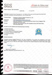 SGS certificate certificate from Dongguan Lianping Luggage Products Co., Ltd.