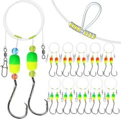 Lotus Pompano Rigs for Surf Fishing Unique T-Knot Strong Pre-Rigged Pompano Rigs Surf Fishing Rigs Saltwater with Pompano Floats with Circle Hooks - Image 1