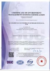 ISO14001 certificate from Kay-EE Membrane Keyboard Switch Co., Ltd.
