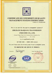 ISO9001 certificate from Zhejiang Baiqiang Transmission Industry Co., Ltd.