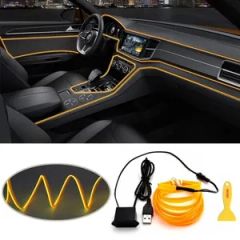 Factory EL Wire White with 6mm Sewing Edge, USB Neon Light with Fuse Protection for Automotive Car Interior Decoration - Guangzhou Tsialee Technology Co., Ltd.