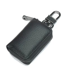 Genuine Leather Keyring Zipper Car Key Holder with Keychain - Image 3