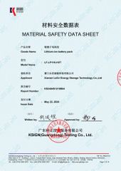 MSDS certificate from Xiamen Lefor Energy Storage Technology Co., Ltd.