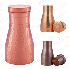 Colour Pure Copper Water Table Pot Pitcher Design Pot Brand Copper Color Colour Capacity 1.1ltr Finishing Mirror Copper purity - Image 1