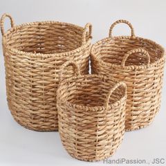 Water Hyacinth & Seagrass Laundry/Storage Basket Set, Vietnam - Image 1