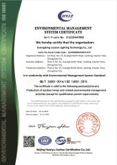 ISO14001 certificate from Guangdong Lucen Lighting Technology Co., Ltd.