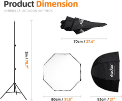 Portable 80cm Octagon Softbox Kit with 190cm Light Stand & Hot Shoe Holder - Image 4