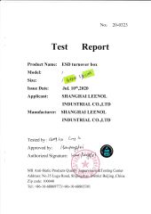Test Report of ESD Box certificate from Shanghai Leenol Industrial Co., Ltd.