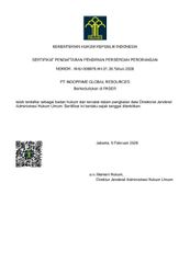 Akta Pendirian certificate from PT Indoprime Global Resources