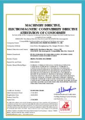 CE Filling Packing Machinery certificate of Zhangjiagang Fillers Machinery Co., Ltd – certificate photo, supplier certificates section