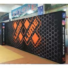 Custom Pop up Display Straight Tension Fabric Pop up Media Wall Backdrop Trade Show Exhibition Banner Stands for Business - Foshan Dasi Metal Technology Co., Ltd.