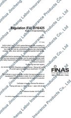 CE EN149:FFP2 JC-1002V certificate from Jinhua Toper Safety Equipment Co., Ltd.