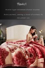 Letter Pattern Print Raschel Blanket Double Sided Bedspread Soft Warm Throw - Image 2