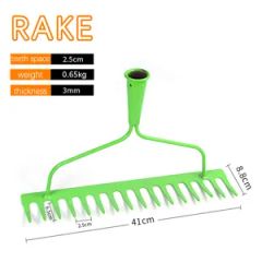 Custom 14-Tooth Carbon Steel Garden Tool Rake Landscape Leveling Rake - Image 2