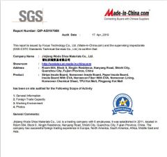 SGS certificate from QUANZHOU WORUI NEW MATERIAL CO.,LTD