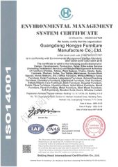 ISO14001 certificate from Guangdong Hongye Shengda Furniture Co., Ltd.